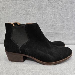 Lucky Brand Bellamy Black Suede Chelsea Ankle Booties Size 7